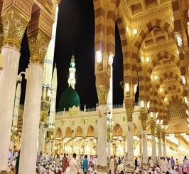 Men worship inside the mosque