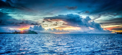 Blue sky and sea with calm waves